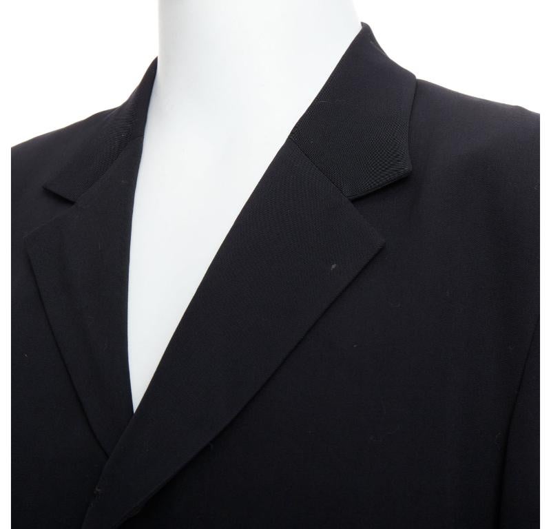 YOHJI YAMAMOTO black wool shoulder padded oversized boxy blazer M For Sale 2