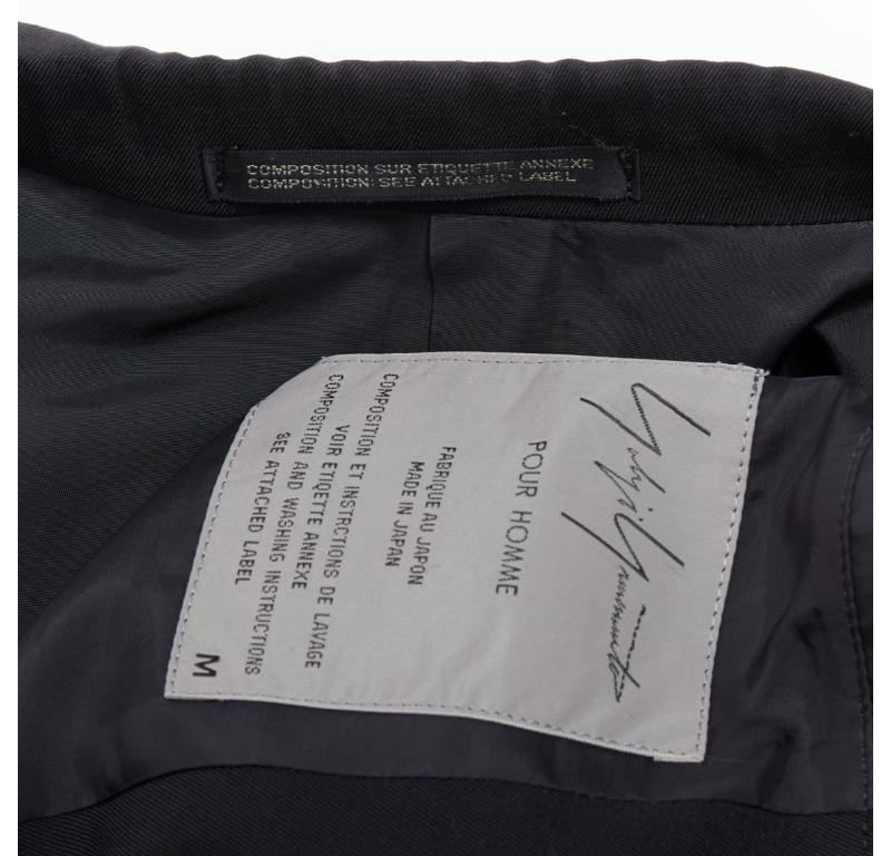 YOHJI YAMAMOTO black wool shoulder padded oversized boxy blazer M For Sale 3