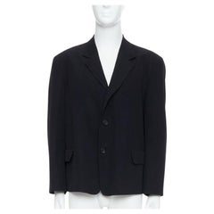 Yohji Yamamoto blazer boxy oversize imbottito a spalla in lana nera M.