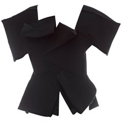 yohji yamamoto 1990 Vintage Yohji Yamamoto black wool top made with bellow pockets, fw 1990