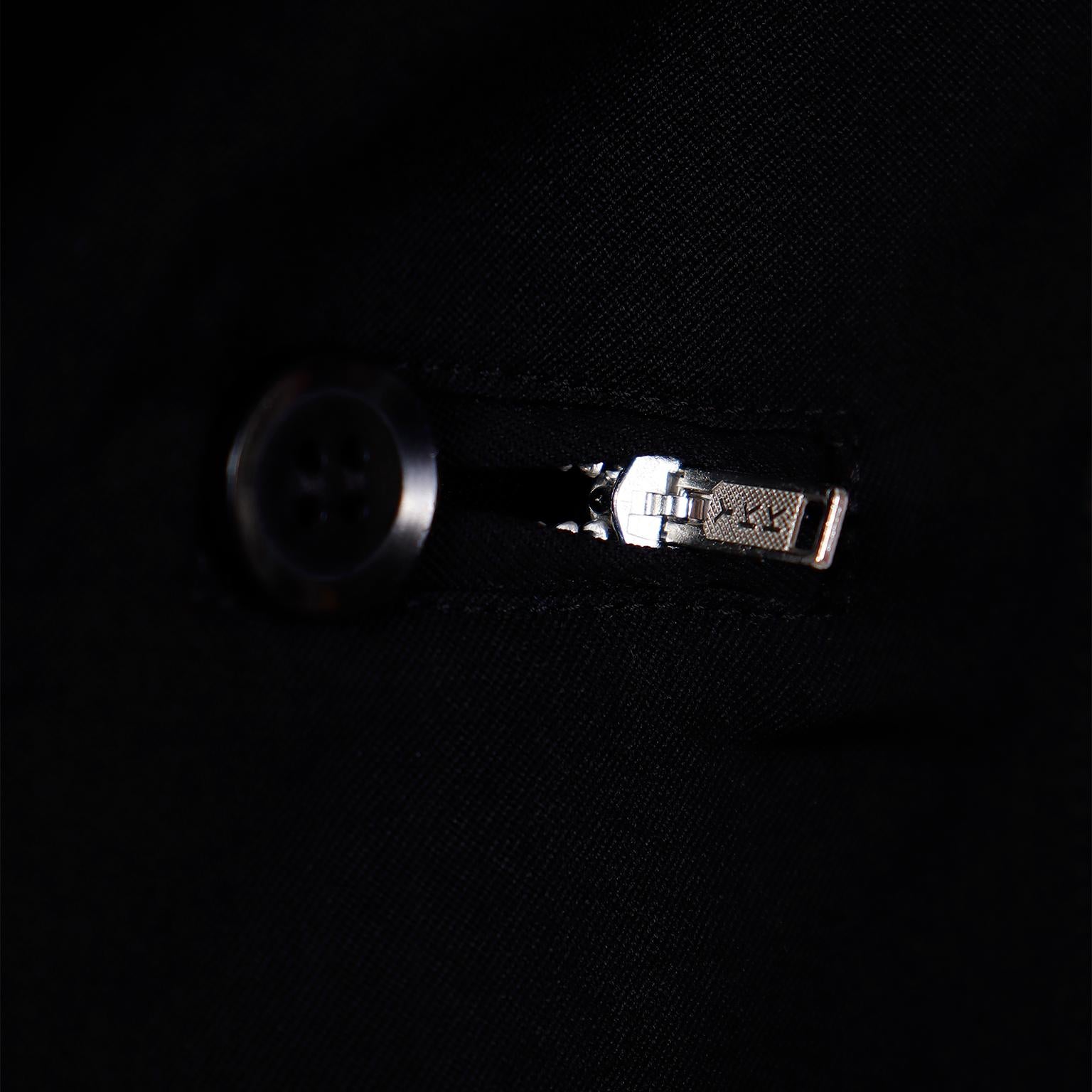 Yohji Yamamoto Black Wool Tuxedo Style Jacket W Zipper Button Holes & Pockets For Sale 5