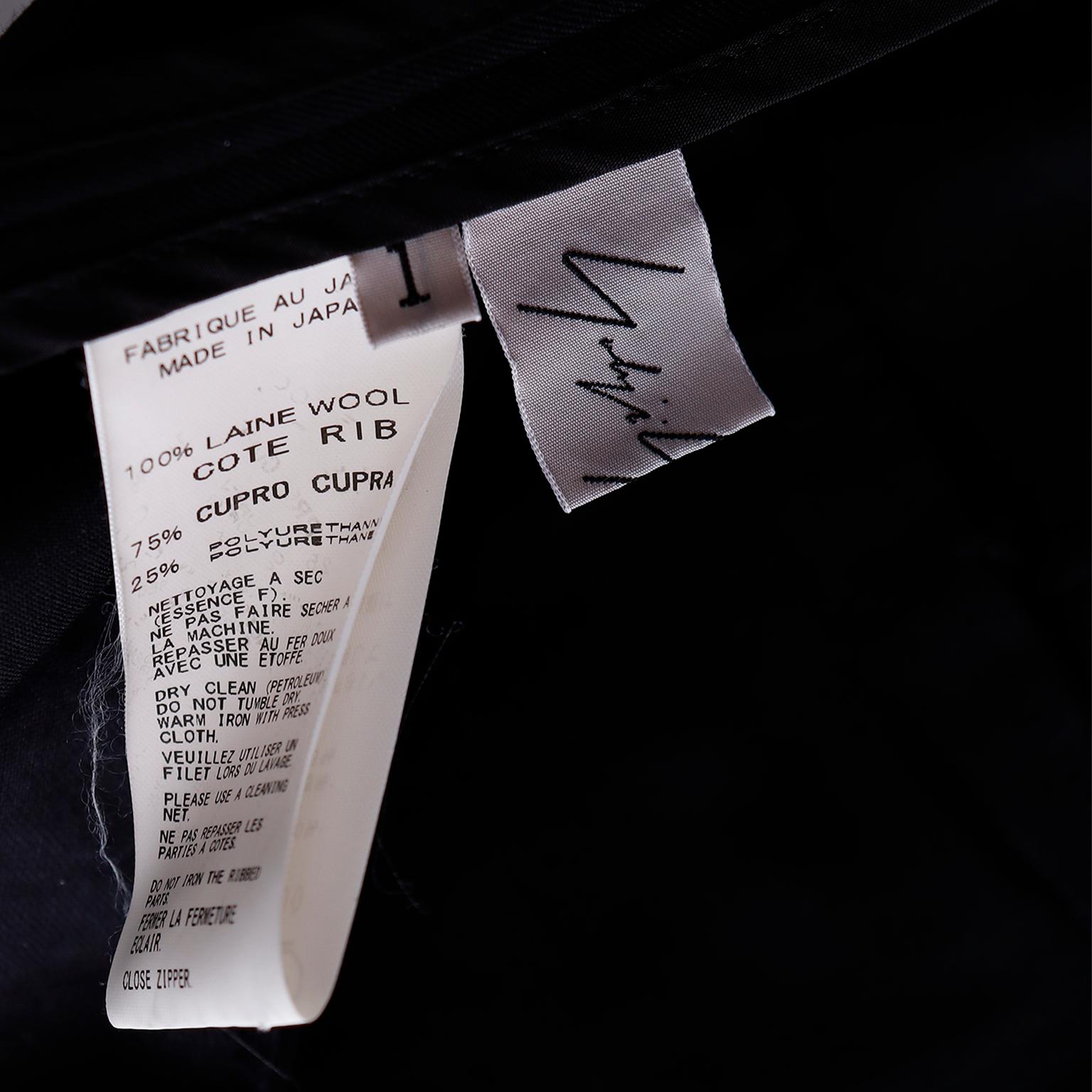 Yohji Yamamoto Black Wool Tuxedo Style Jacket W Zipper Button Holes & Pockets For Sale 8