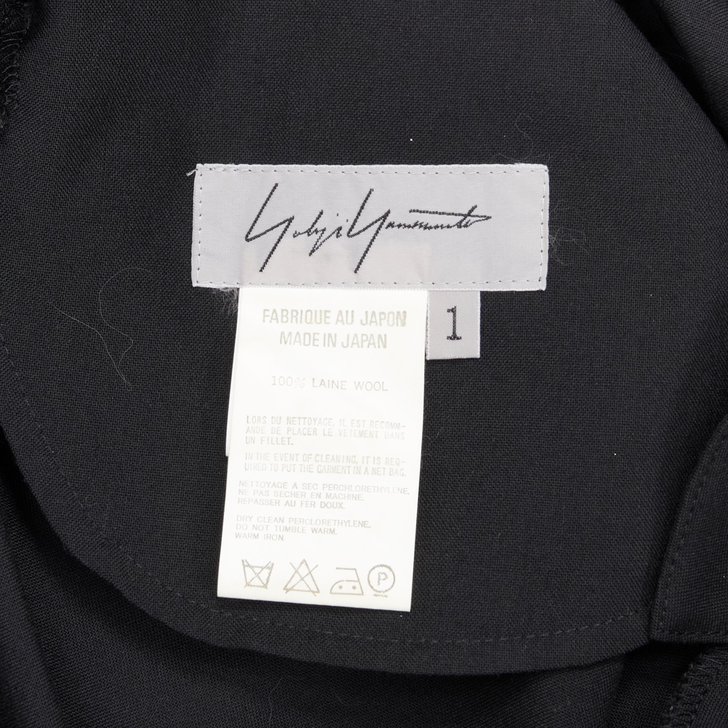 YOHJI YAMAMOTO black wool wide wrap kilt skirt layered cropped trousers JP1 S 3