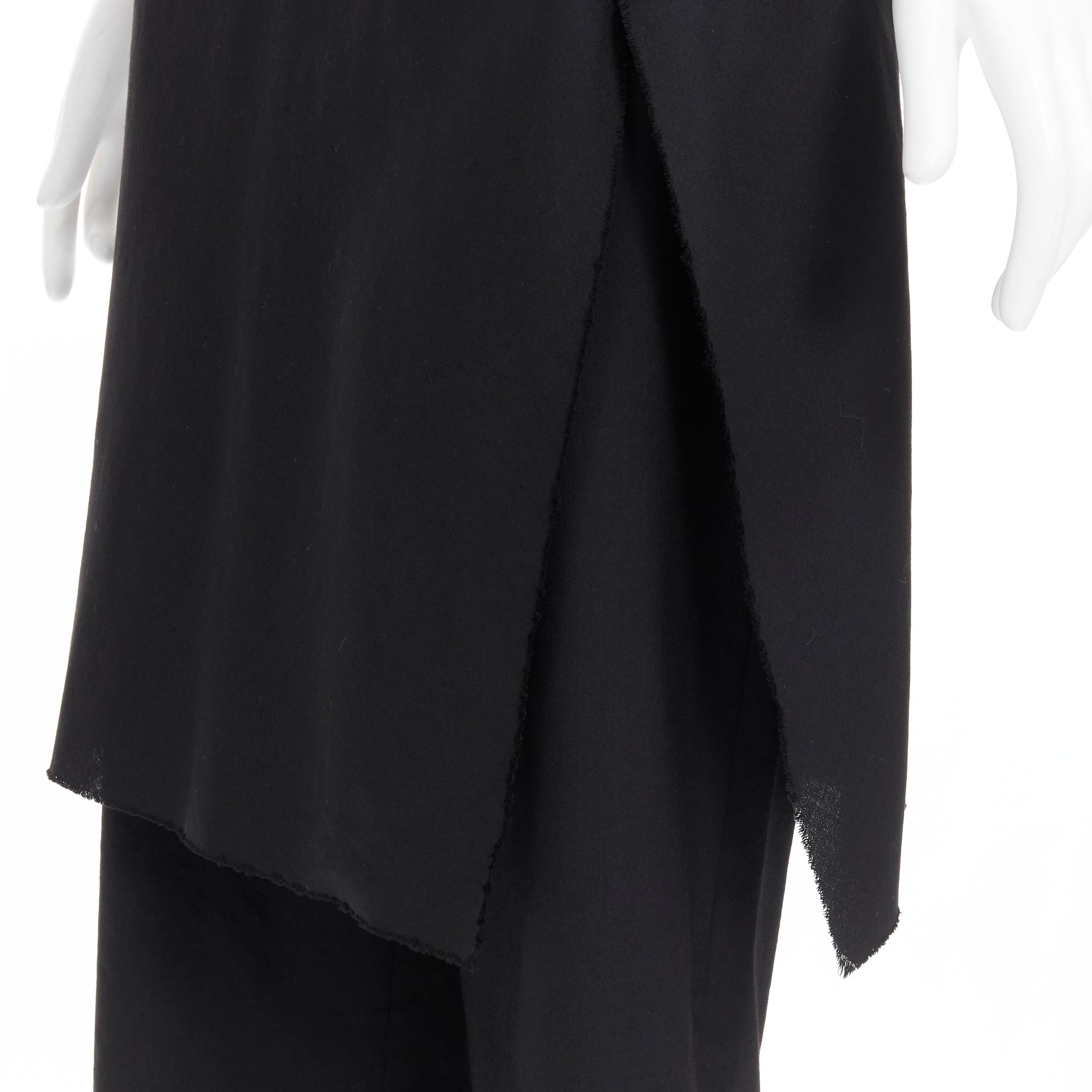 Women's YOHJI YAMAMOTO black wool wide wrap kilt skirt layered cropped trousers JP1 S