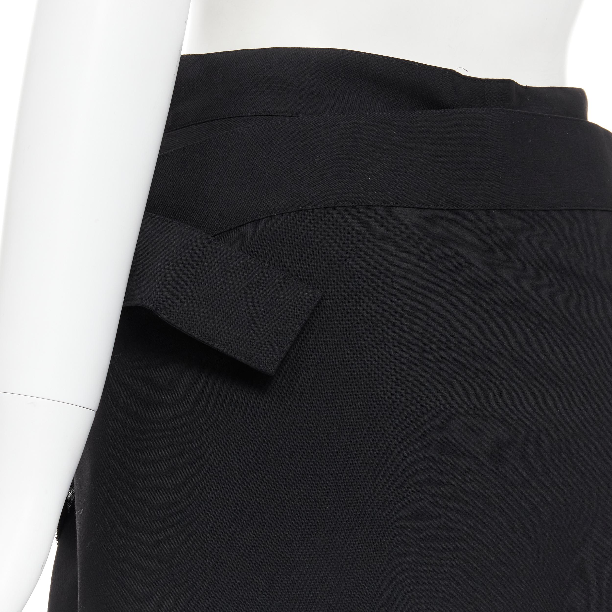 YOHJI YAMAMOTO black wool wide wrap kilt skirt layered cropped trousers JP1 S 1