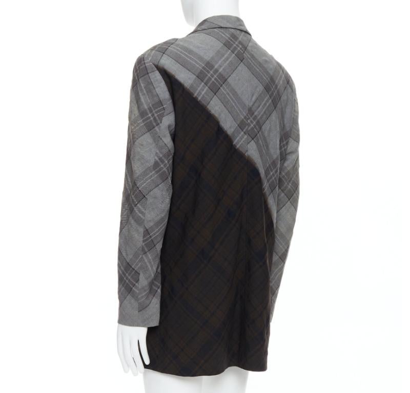 YOHJI YAMAMOTO Bleached grey brown gradient check print blazer JP2 M For Sale 1