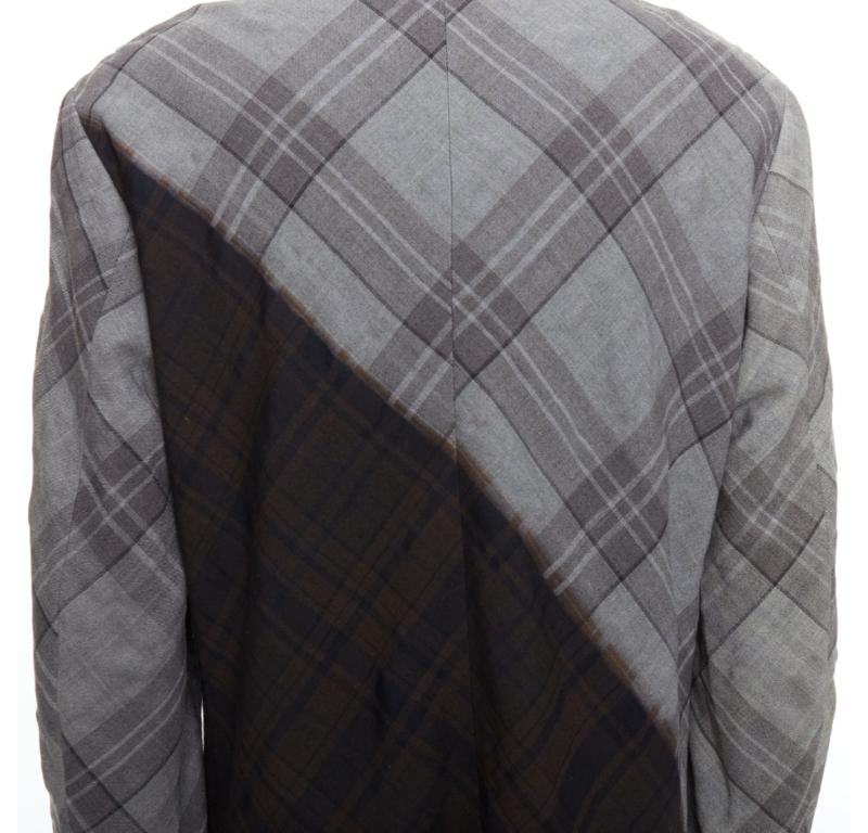 YOHJI YAMAMOTO Bleached grey brown gradient check print blazer JP2 M For Sale 2