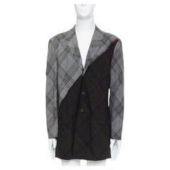 YOHJI YAMAMOTO Bleached grey brown gradient check print blazer JP2 M