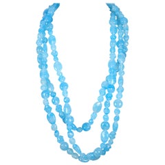 YOHJI YAMAMOTO blue beaded glass runway necklace