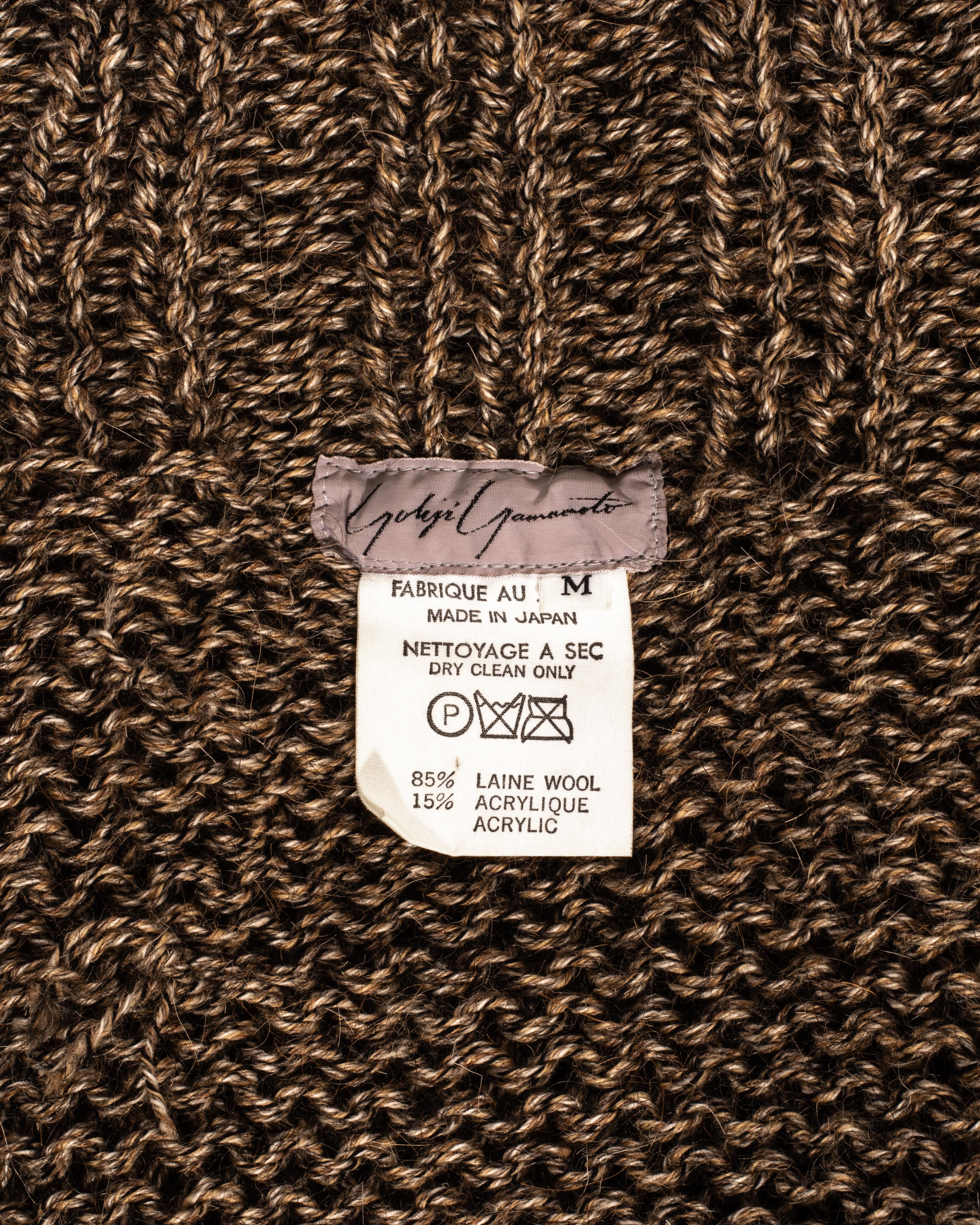 Yohji Yamamoto brown knitted wool oversized cardigan and sweater, fw 1984 For Sale 2