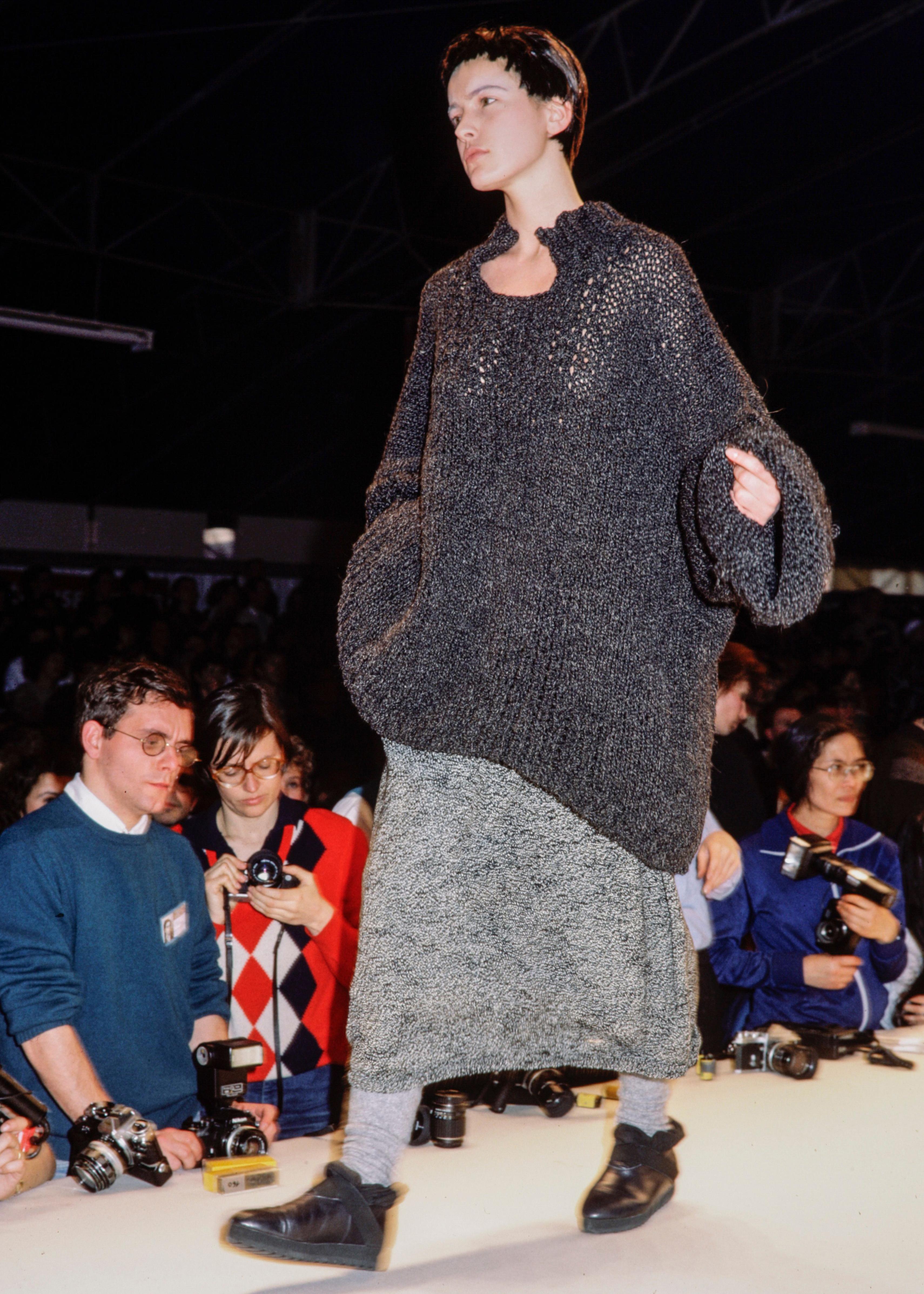 Yohji Yamamoto - Cardigan et pull surdimensionnés en laine tricotée marron, automne-hiver 1984 Excellent état - En vente à London, GB