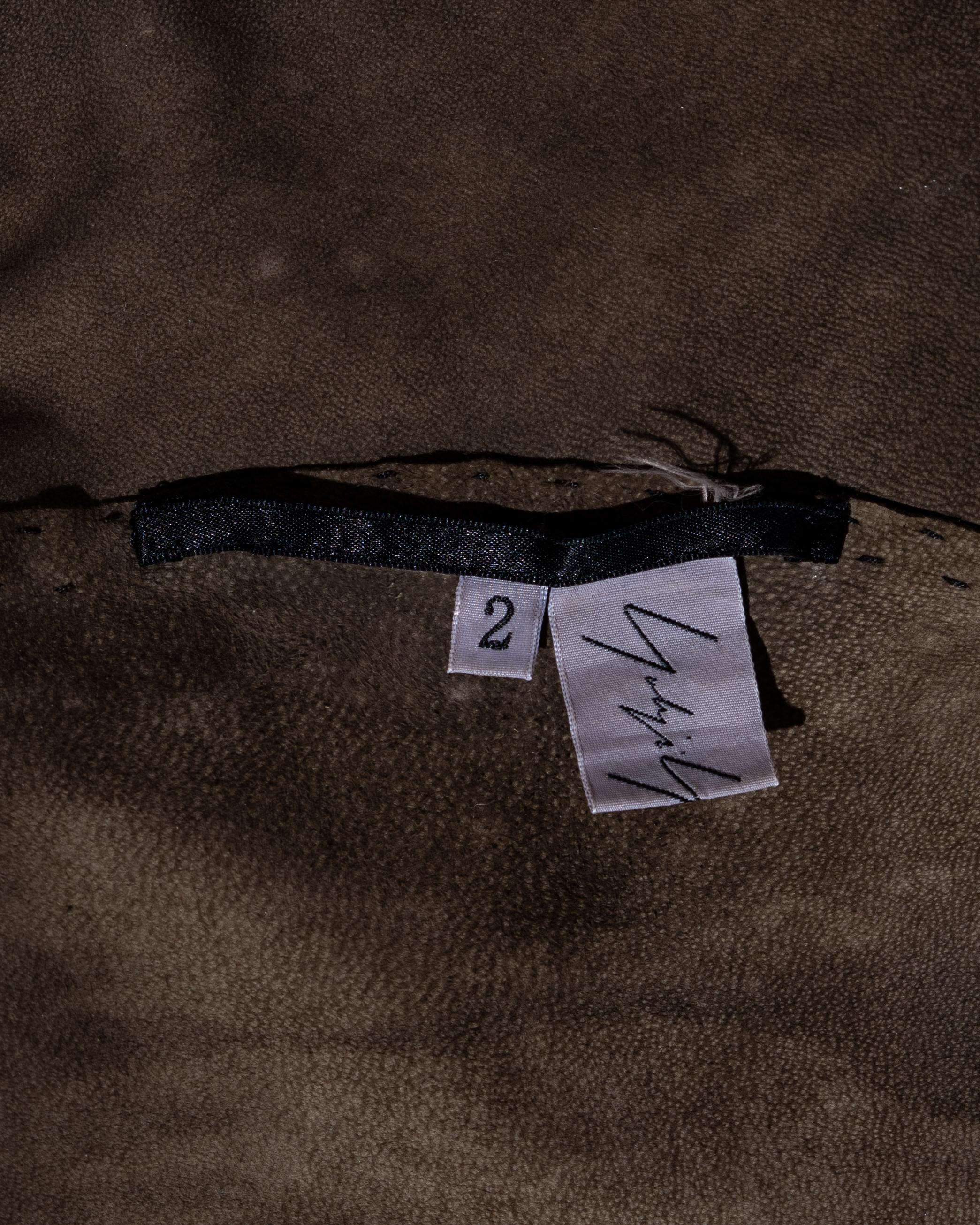 Yohji Yamamoto brown leather patchwork maxi dress, fw 2000 1
