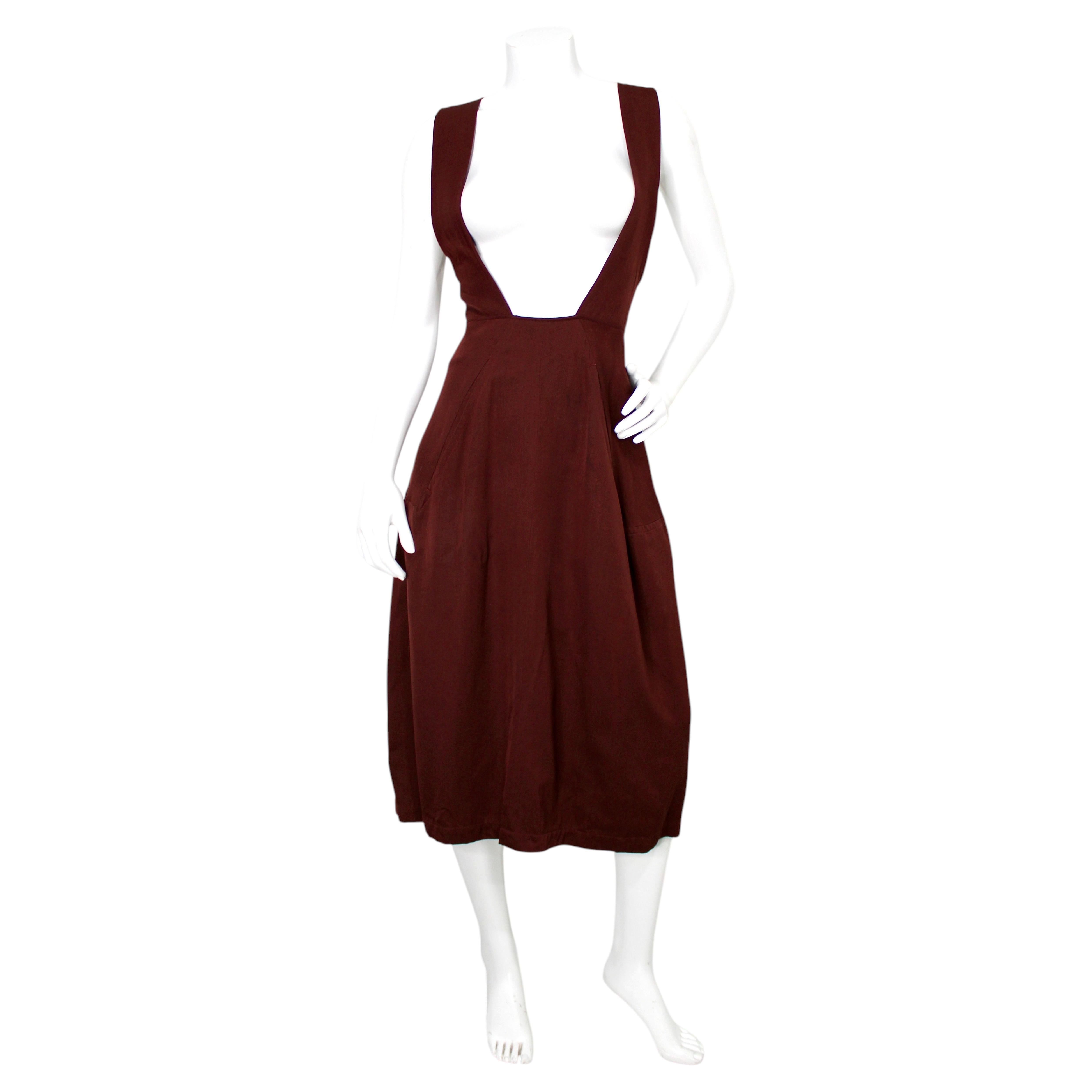 Yohji Yamamoto Burgundy Suspender Balloon Dress