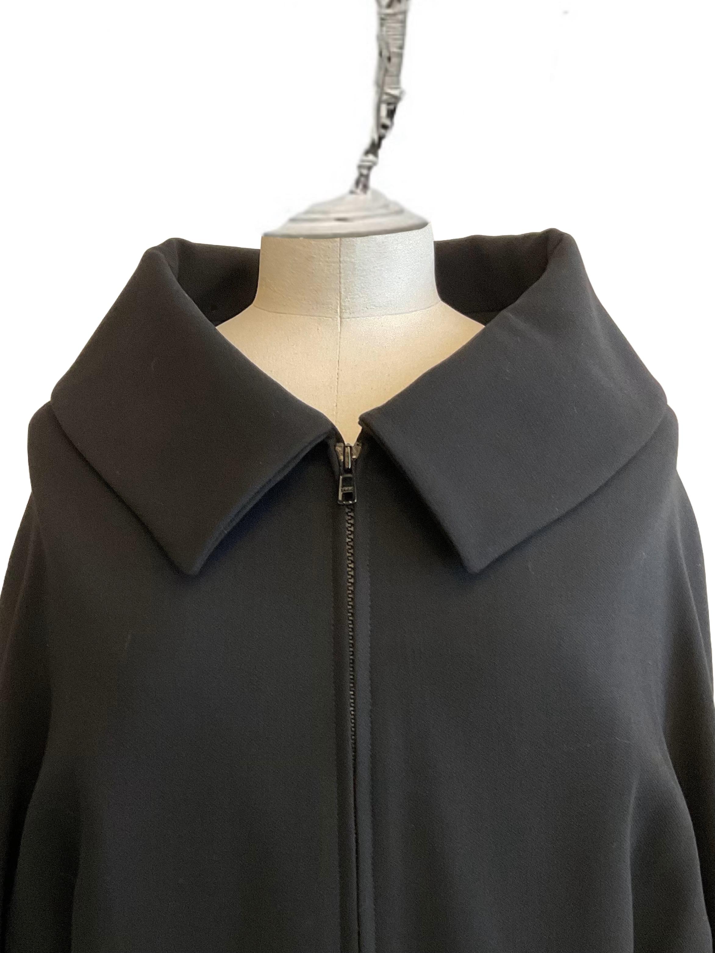 YOHJI YAMAMOTO Caban nero in tessuto crepe dei primi anni 2000. en venta 1