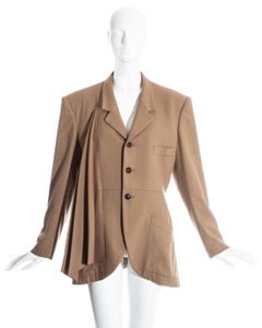 Yohji Yamamoto camel wool oversized blazer pleated jacket, fw 1986