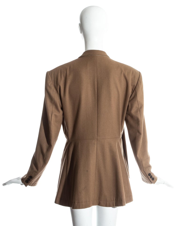 Yohji Yamamoto camel wool oversized blazer pleated jacket, fw 1986 For ...