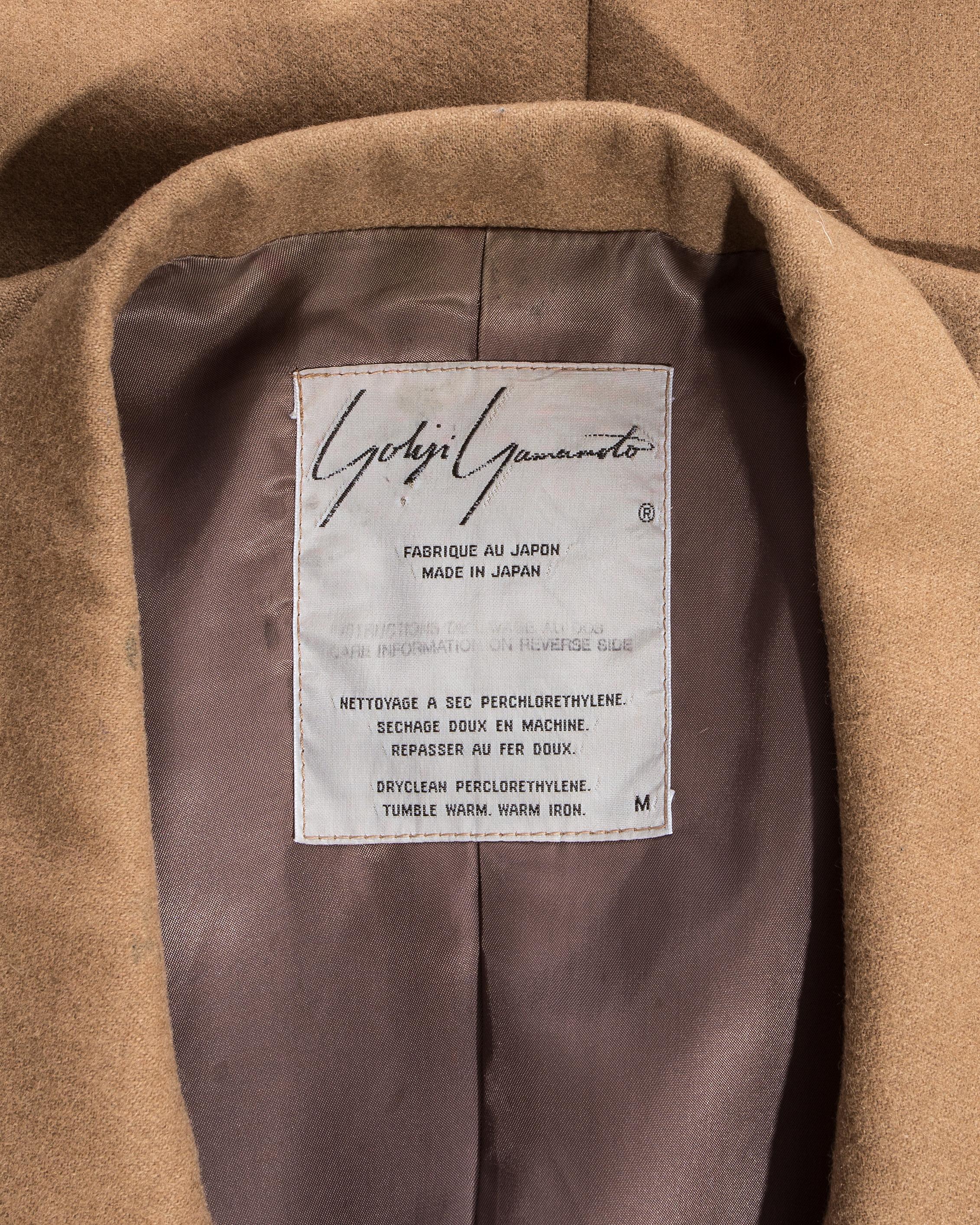 Yohji Yamamoto camel wool oversized blazer pleated jacket, fw 1986  For Sale 4