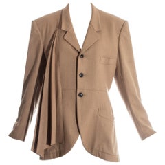 Vintage Yohji Yamamoto camel wool oversized blazer pleated jacket, fw 1986