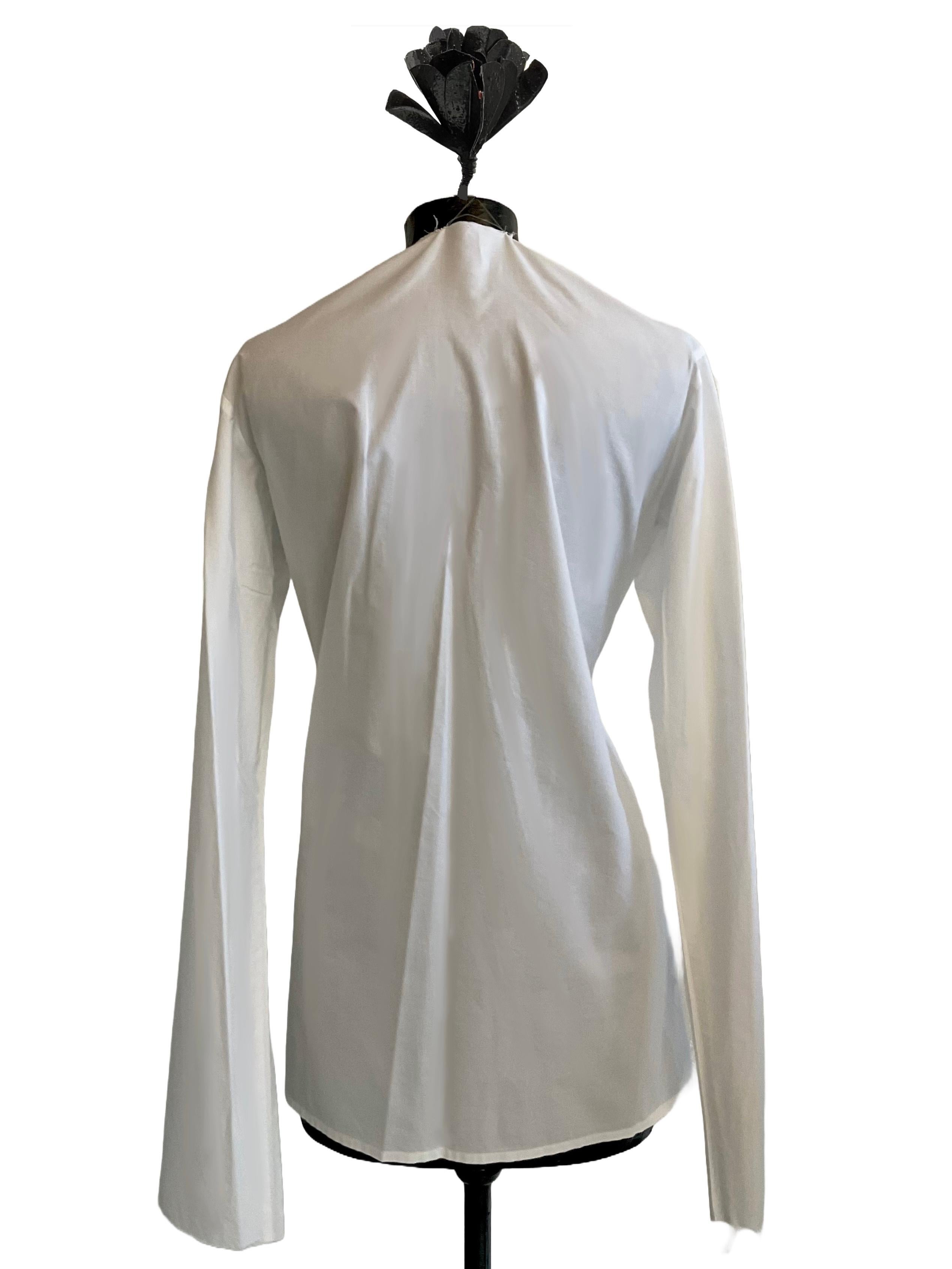 YOHJI YAMAMOTO White cotton shirt with buckle closure early 2000s In Good Condition For Sale In Milano, IT