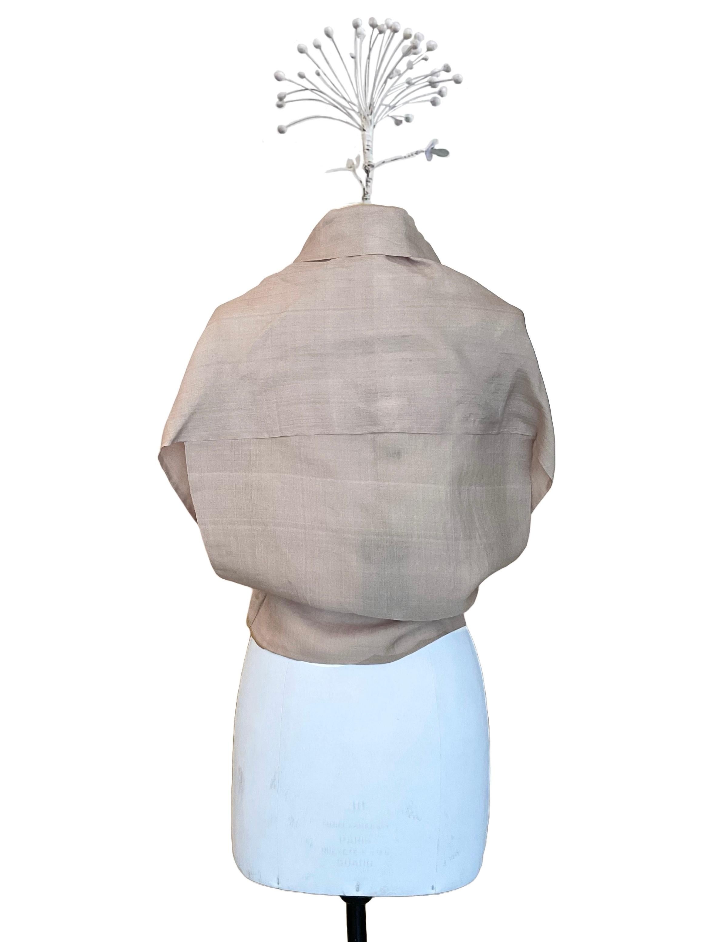 Gray YOHJI YAMAMOTO Sand-colored sleeveless shirt in 2000s organza. For Sale