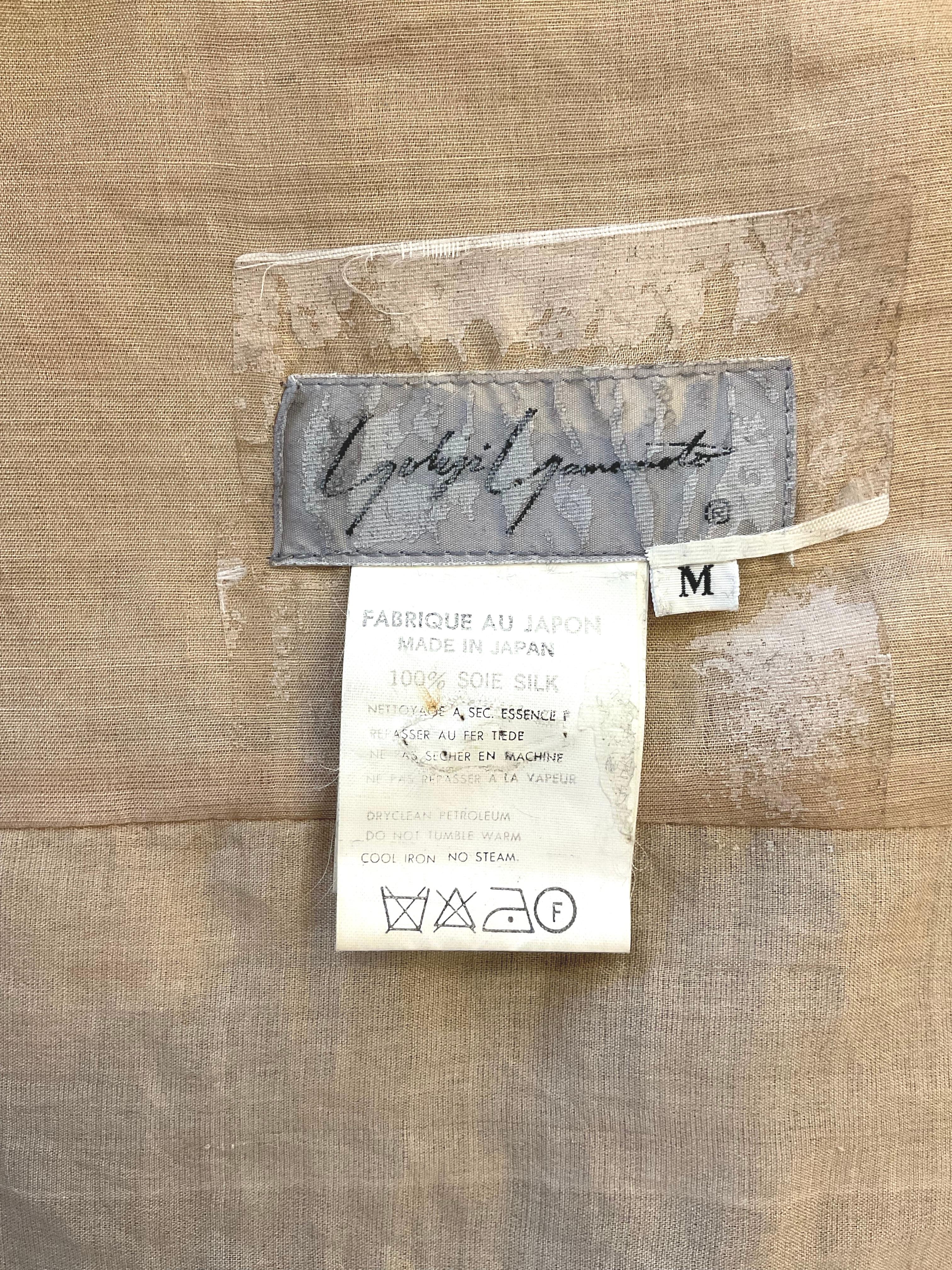 YOHJI YAMAMOTO Sand-colored sleeveless shirt in 2000s organza. In New Condition For Sale In Milano, IT