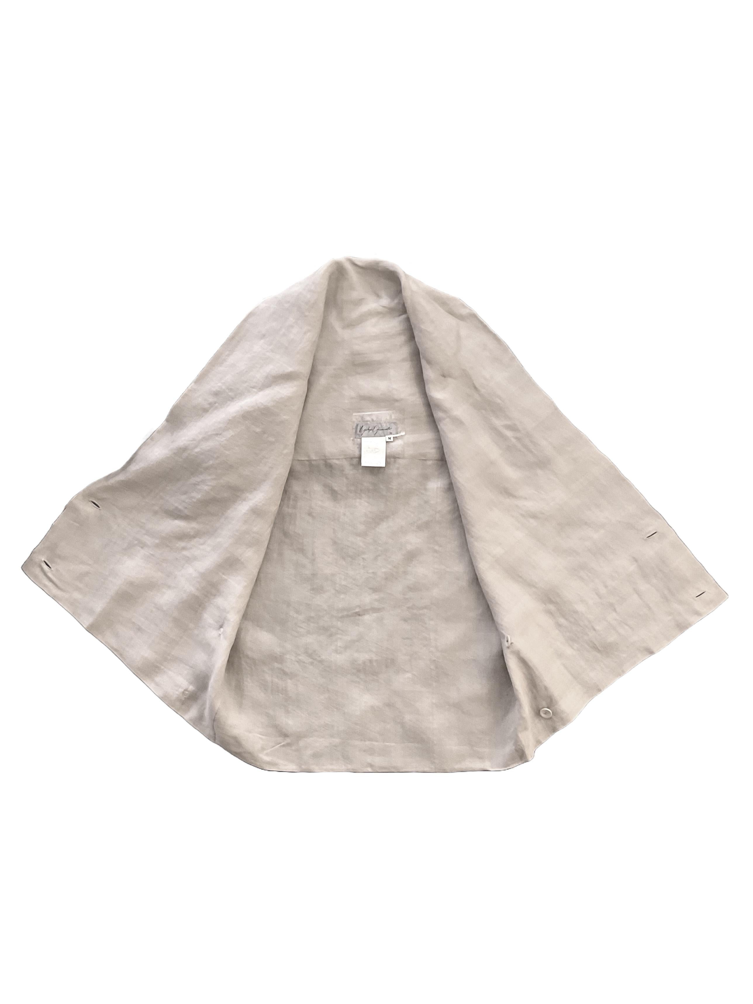 YOHJI YAMAMOTO Sand-colored sleeveless shirt in 2000s organza. For Sale 1