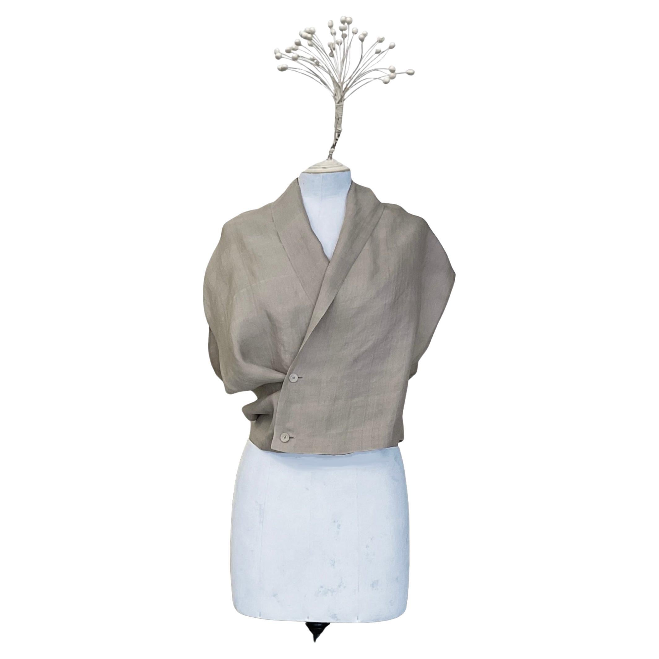 YOHJI YAMAMOTO Sand-colored sleeveless shirt in 2000s organza. For Sale