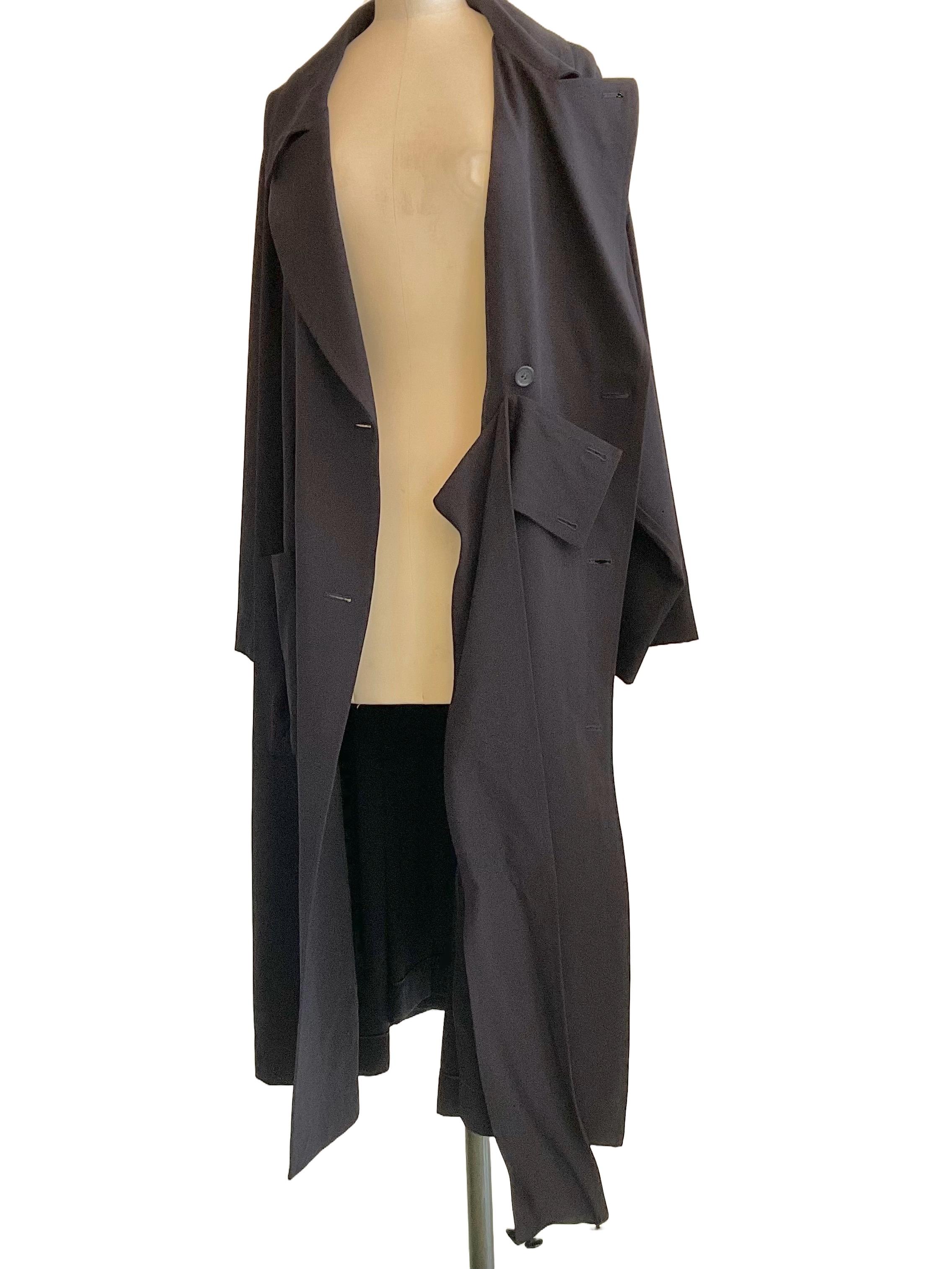 YOHJI YAMAMOTO Cappotto blu doppiopettoin tessuto stretch dei primi anni 2000. en vente 4