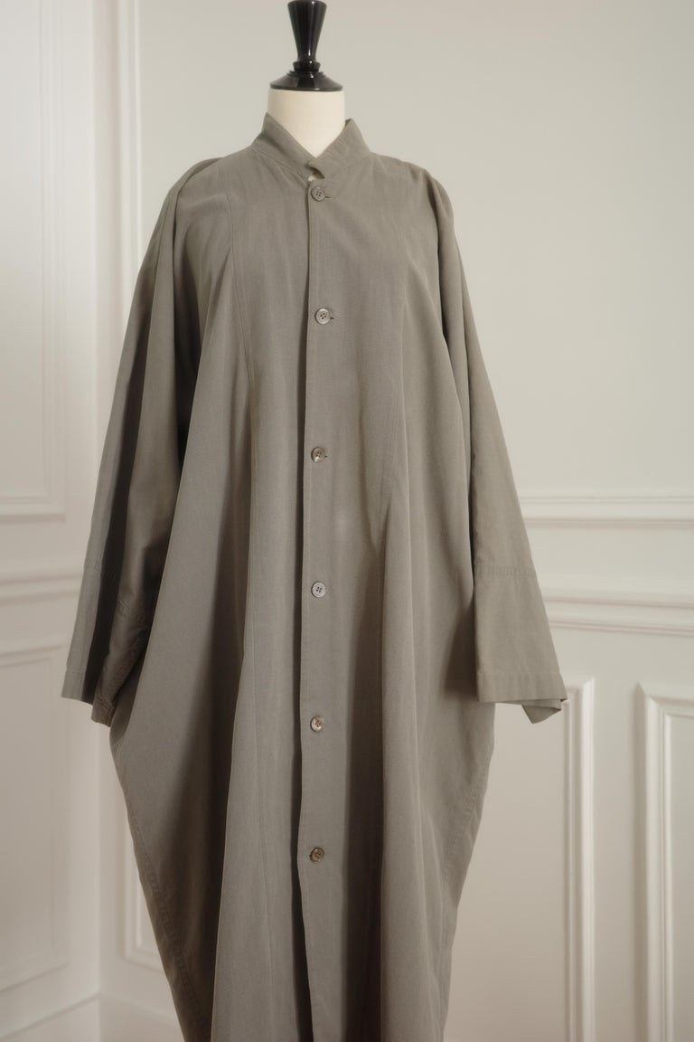 Yohji Yamamoto Vintage 1980s Grey Cotton Unisex Coat, Size Medium