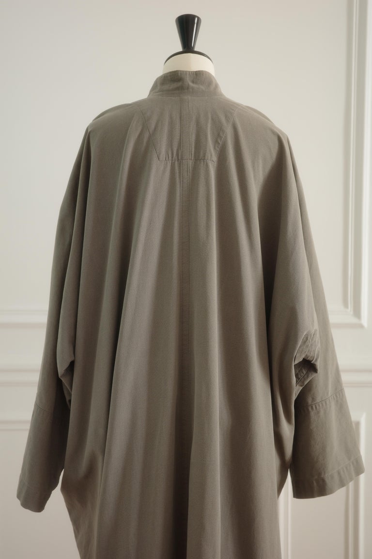 Yohji Yamamoto Vintage 1980s Grey Cotton Unisex Coat, Size Medium