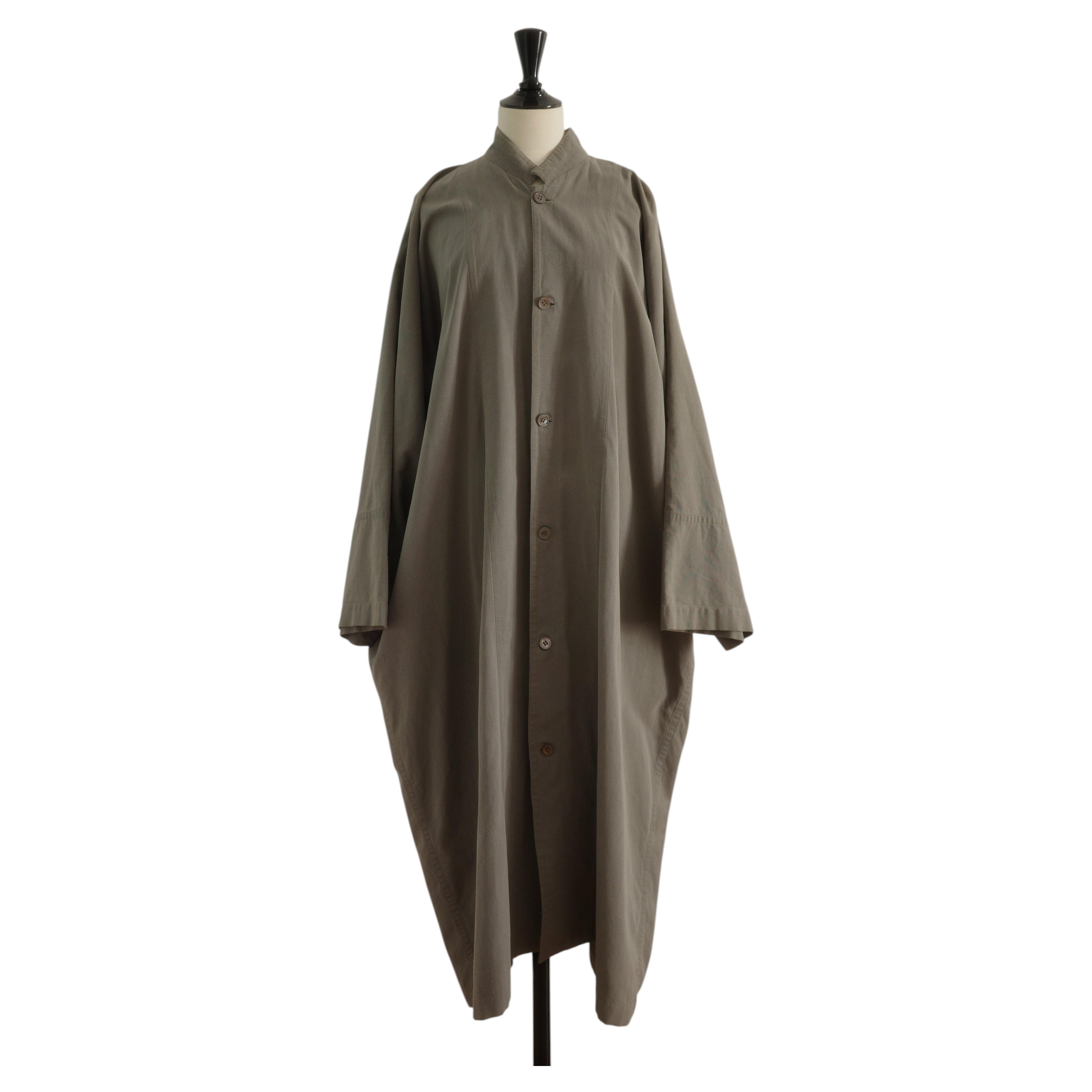 Yohji Yamamoto Vintage 1980s Grey Cotton Unisex Coat, Size Medium