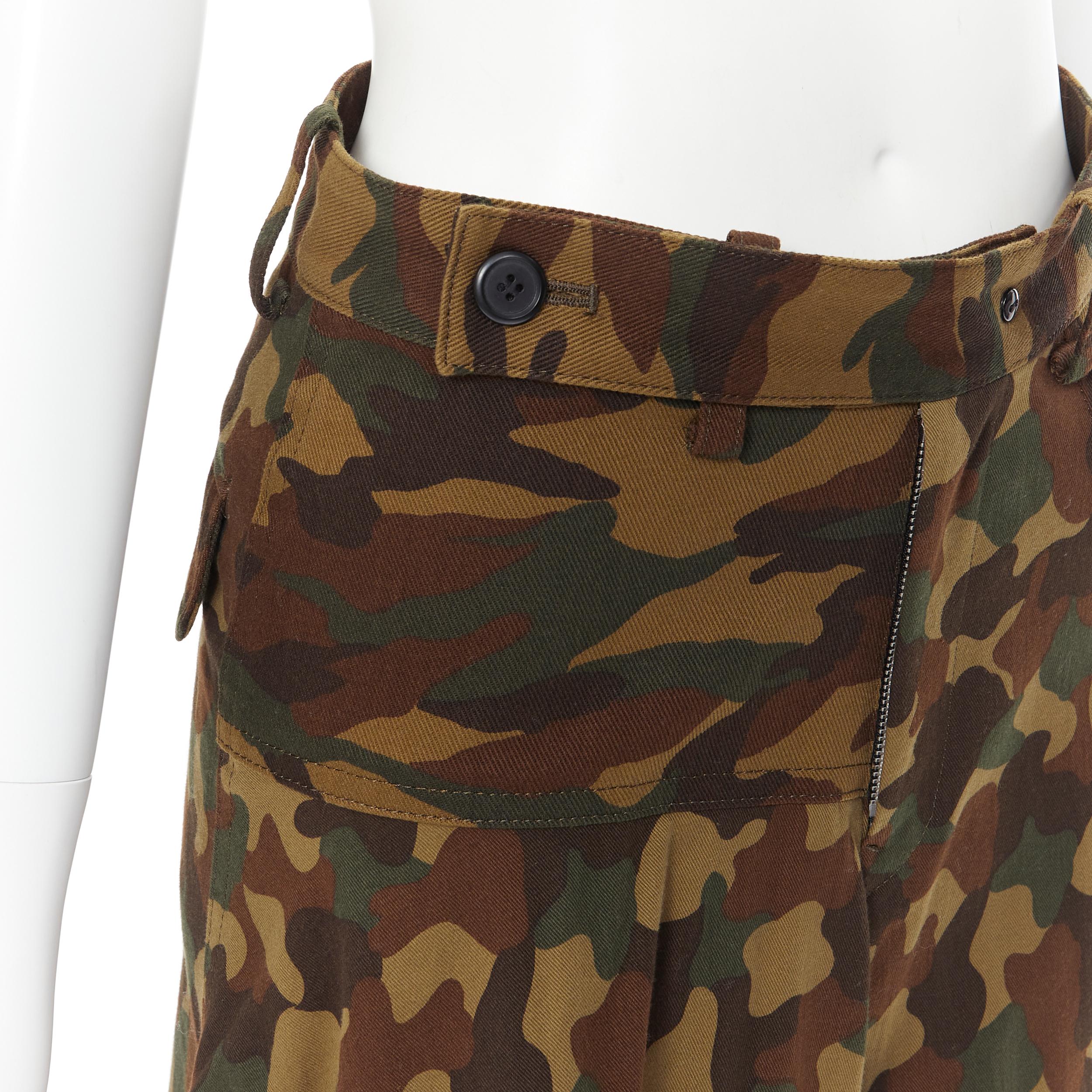 YOHJI YAMAMOTO convertible green camouflage print culotte shorts skirt JP1 S 2