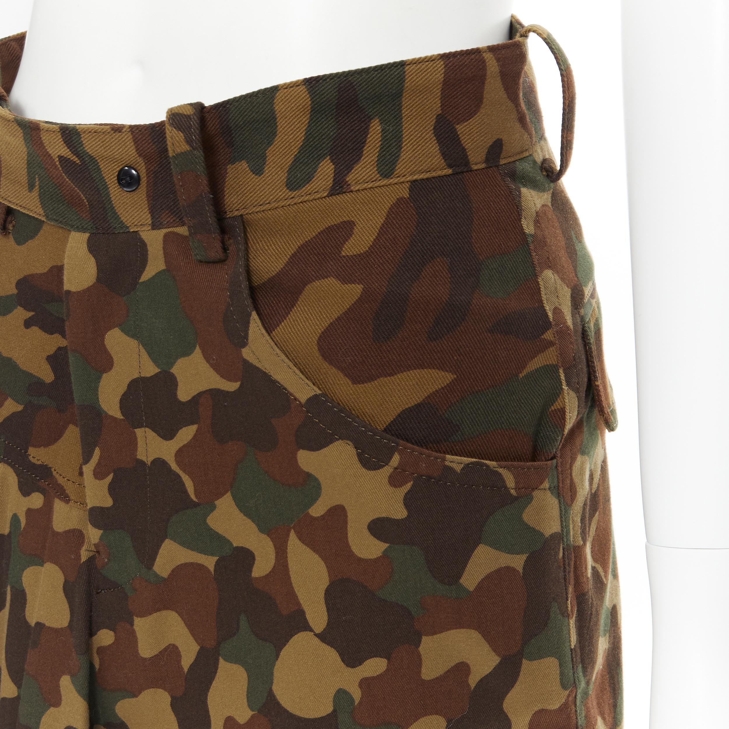 YOHJI YAMAMOTO convertible green camouflage print culotte shorts skirt JP1 S 3