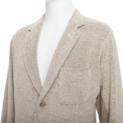 YOHJI YAMAMOTO Costume D'Homme beige linen blend jersey blazer JP3 L