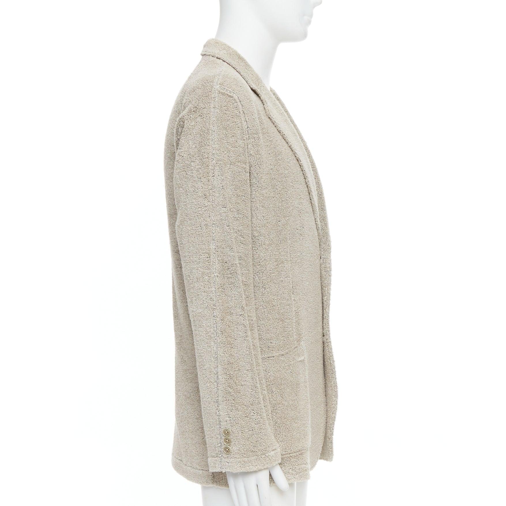 Men's YOHJI YAMAMOTO Costume D'Homme beige linen blend jersey blazer JP3 L For Sale