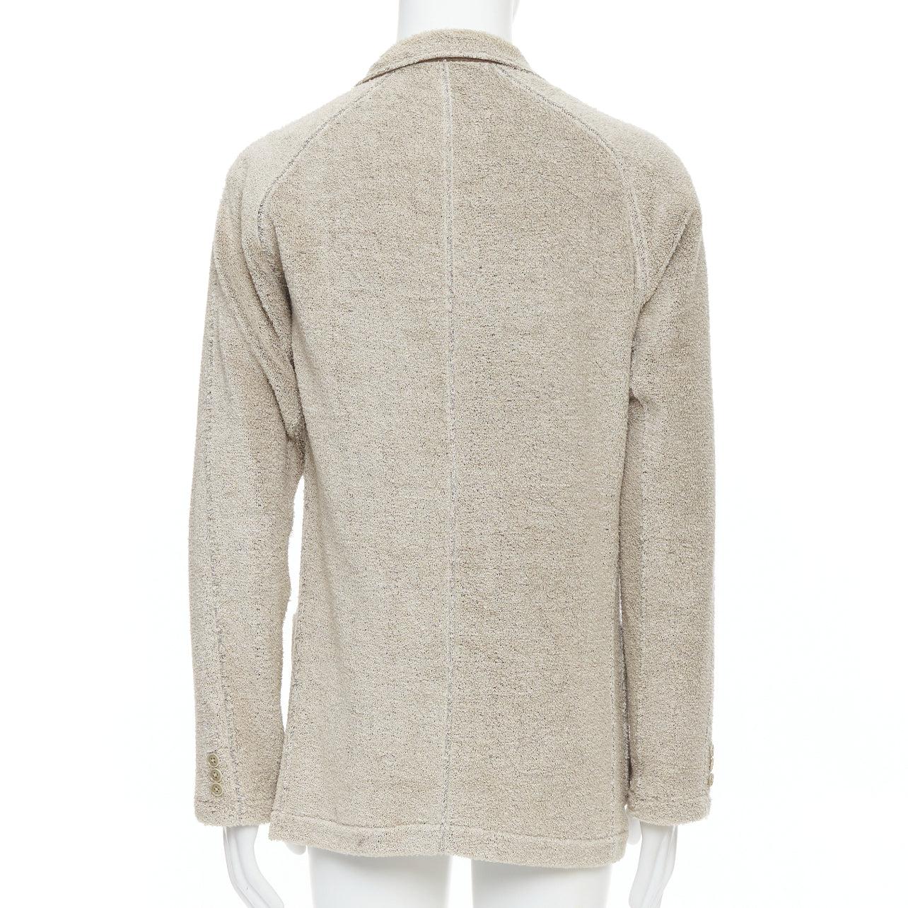 YOHJI YAMAMOTO Costume D'Homme beige linen blend jersey blazer JP3 L For Sale 1