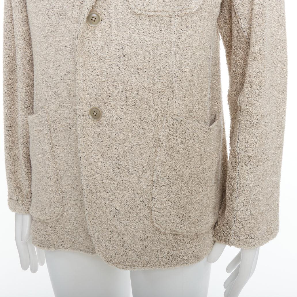 YOHJI YAMAMOTO Costume D'Homme beige linen blend jersey blazer JP3 L For Sale 3