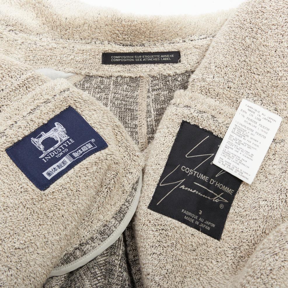 YOHJI YAMAMOTO Costume D'Homme beige linen blend jersey blazer JP3 L For Sale 4