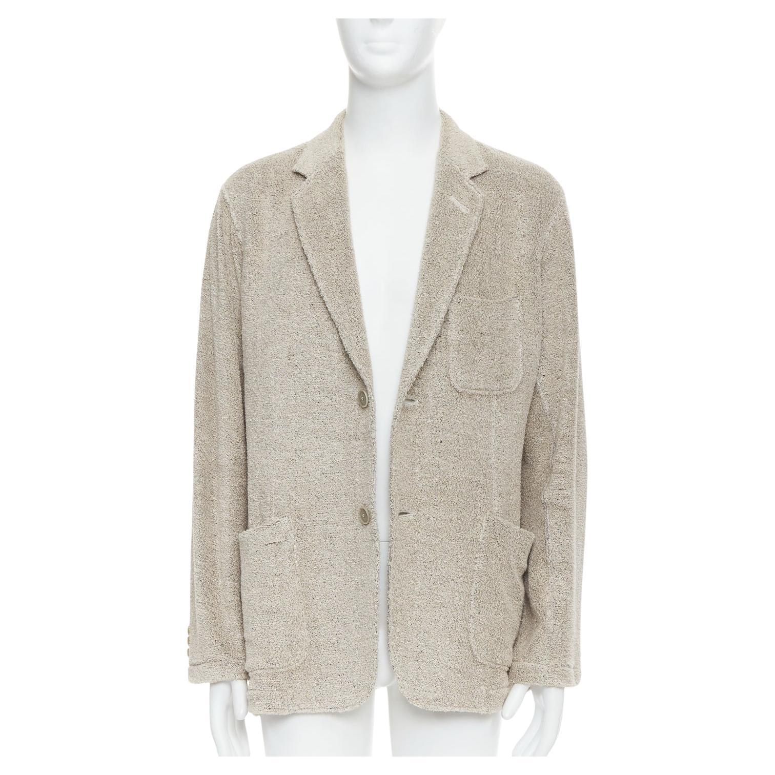 YOHJI YAMAMOTO Costume D'Homme beige linen blend jersey blazer JP3 L