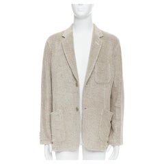 YOHJI YAMAMOTO Costume D'Homme blazer en jersey de lin mélangé beige JP3 L