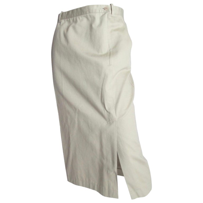 Yohji Yamamoto Cotton Khaki Skirt, 1990s For Sale at 1stDibs