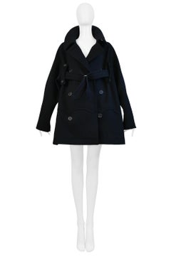 Yohji Yamamoto Dark Navy Double-Breasted Pea Coat 2002–03