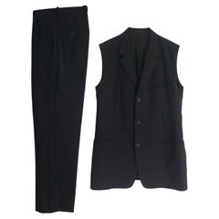 Yohji Yamamoto Abito senza maniche blu scuro con riga laterale MNS