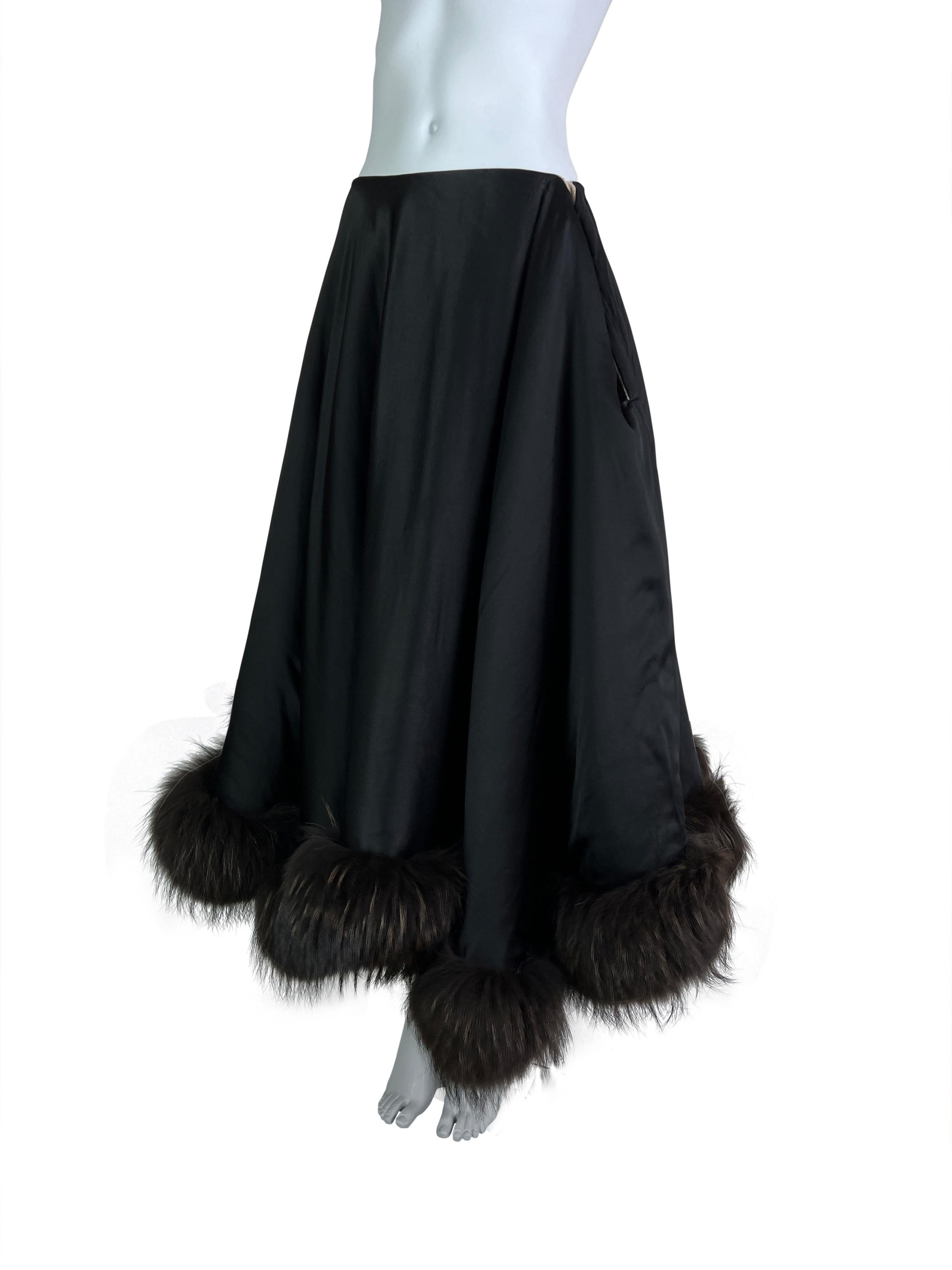 Yohji Yamamoto Fall 2000 Padded Silk Skirt With Fur Trim 7