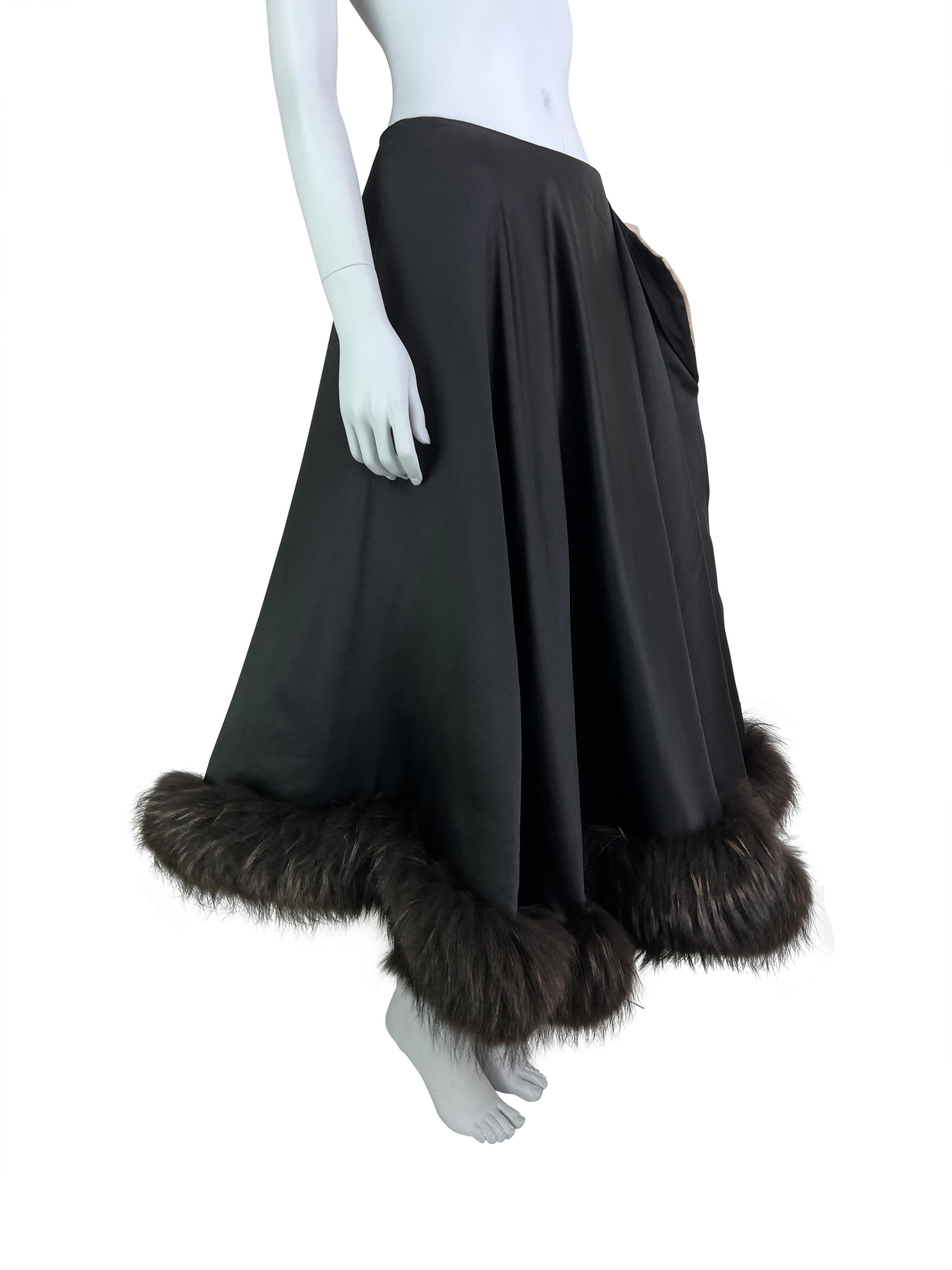 Yohji Yamamoto Fall 2000 Padded Silk Skirt With Fur Trim 8