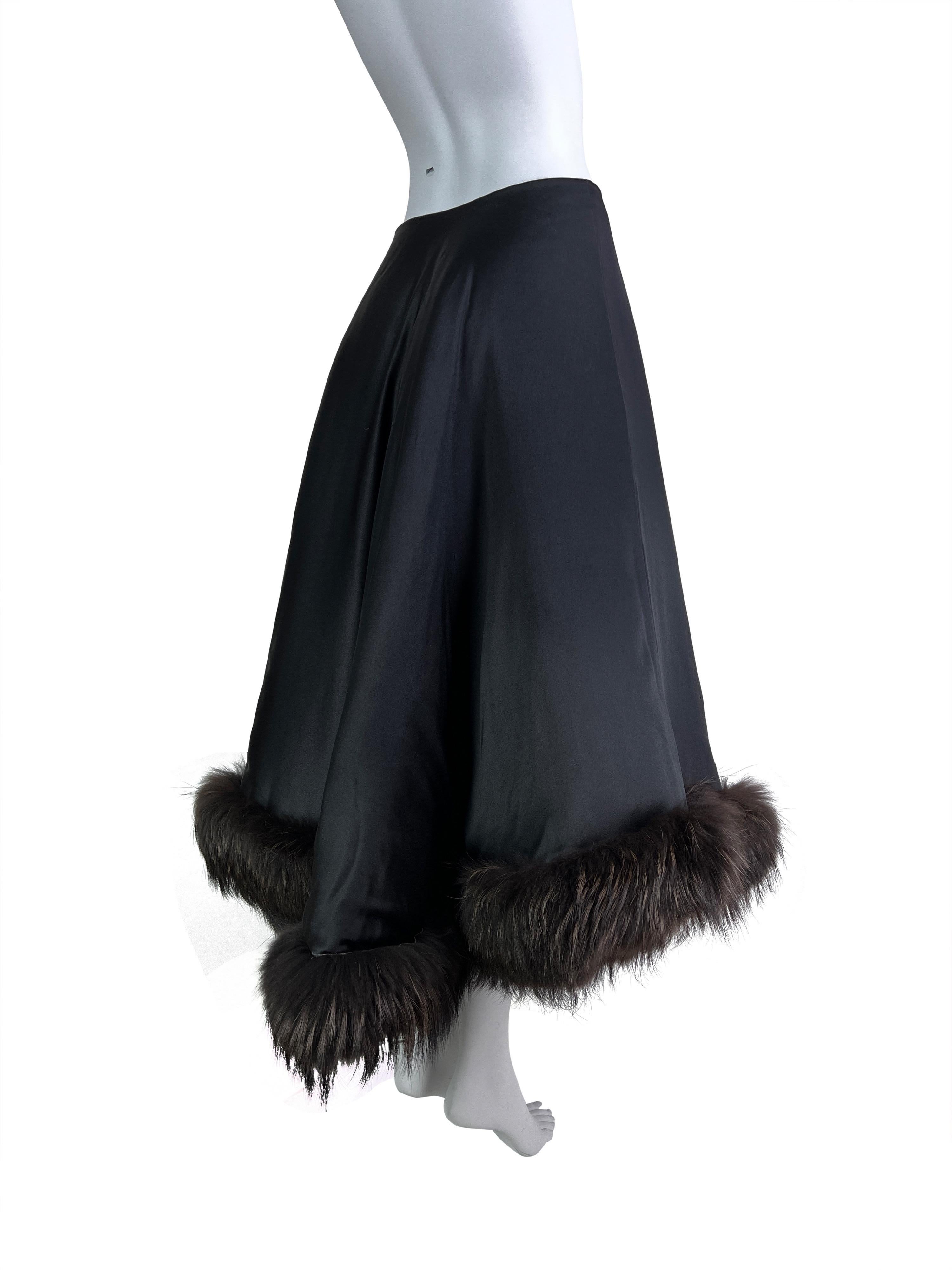 Yohji Yamamoto Fall 2000 Padded Silk Skirt With Fur Trim 9