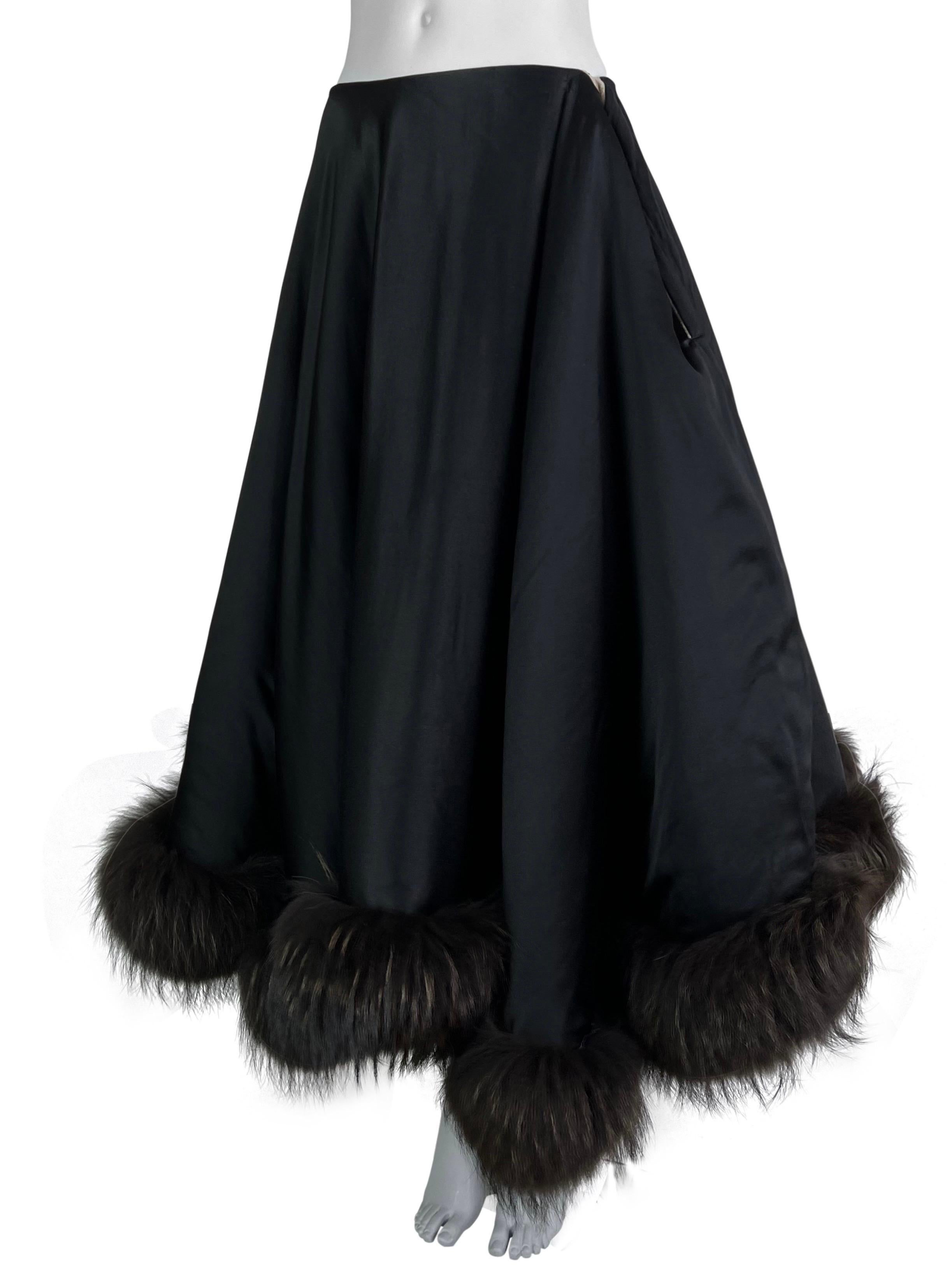 Yohji Yamamoto Fall 2000 Padded Silk Skirt With Fur Trim 1
