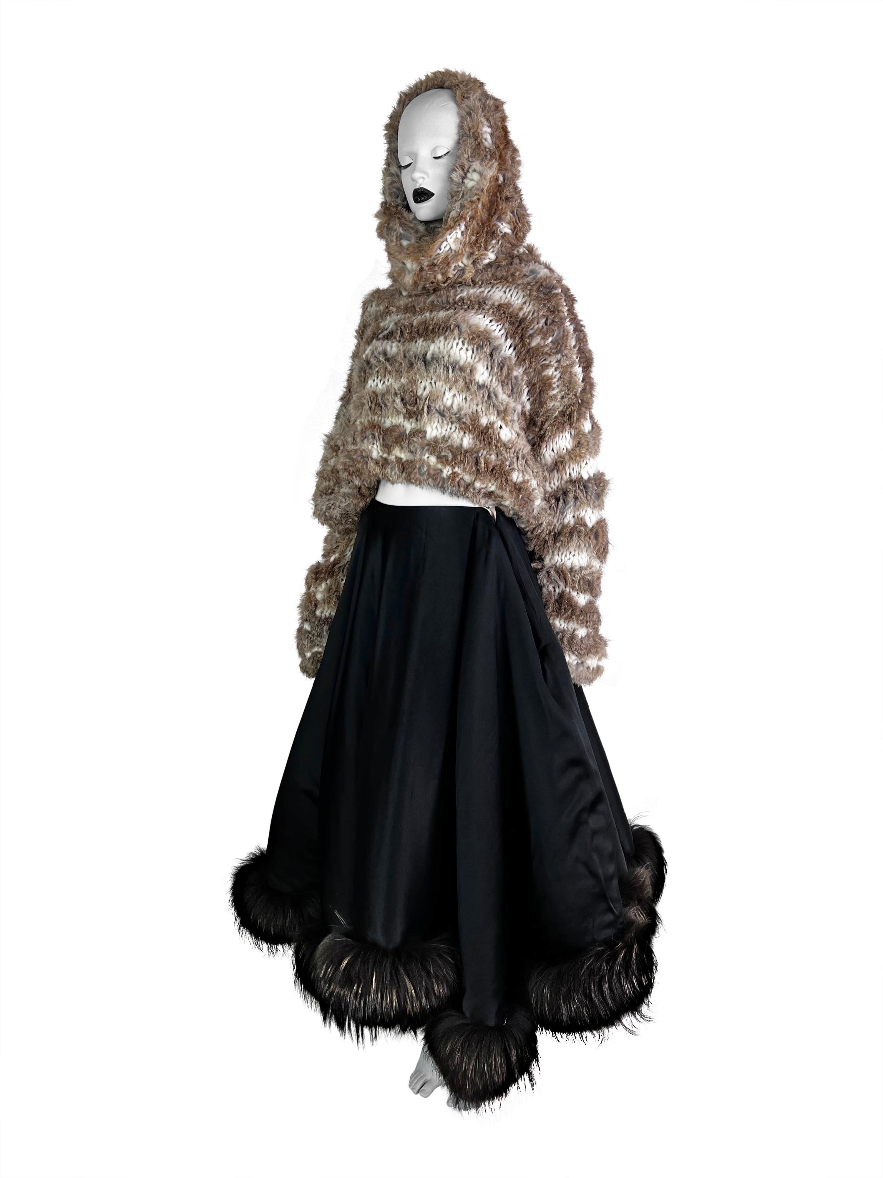 Yohji Yamamoto Fall 2000 Padded Silk Skirt With Fur Trim 3