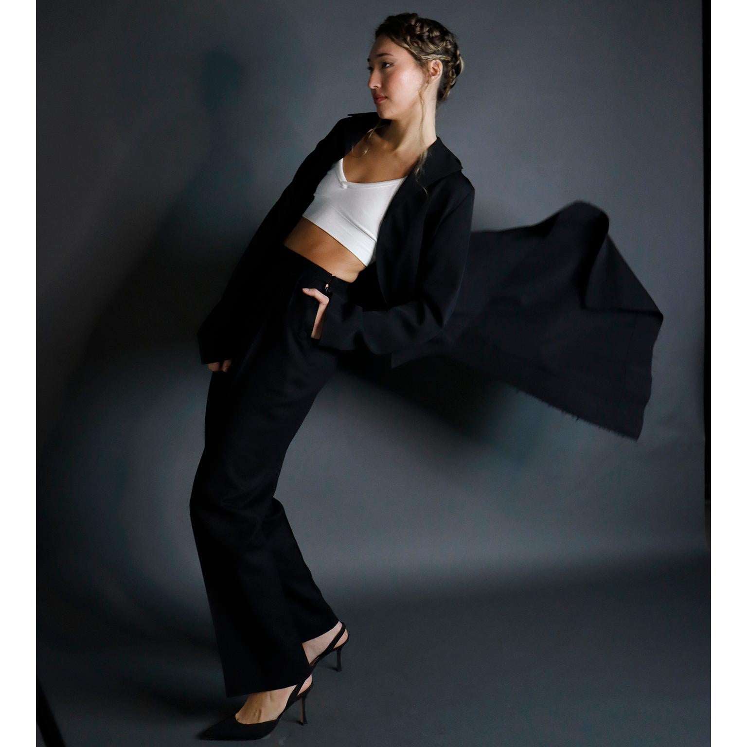 Black Yohji Yamamoto Fall 2001 Tuxedo Inspired Avant Garde Asymmetrical Runway Coat