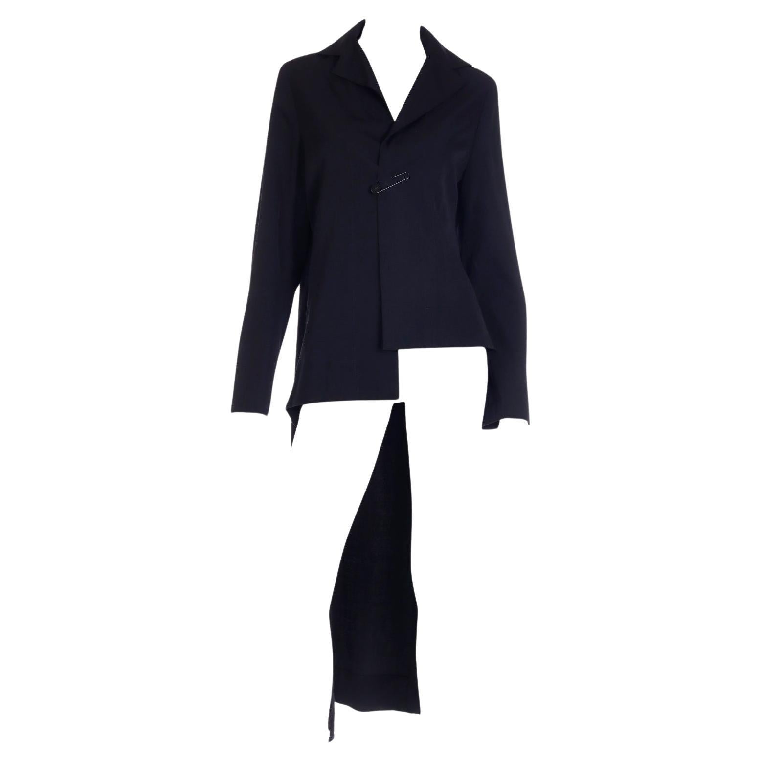 Yohji Yamamoto Fall 2001 Tuxedo Inspired Avant Garde Asymmetrical Runway Coat